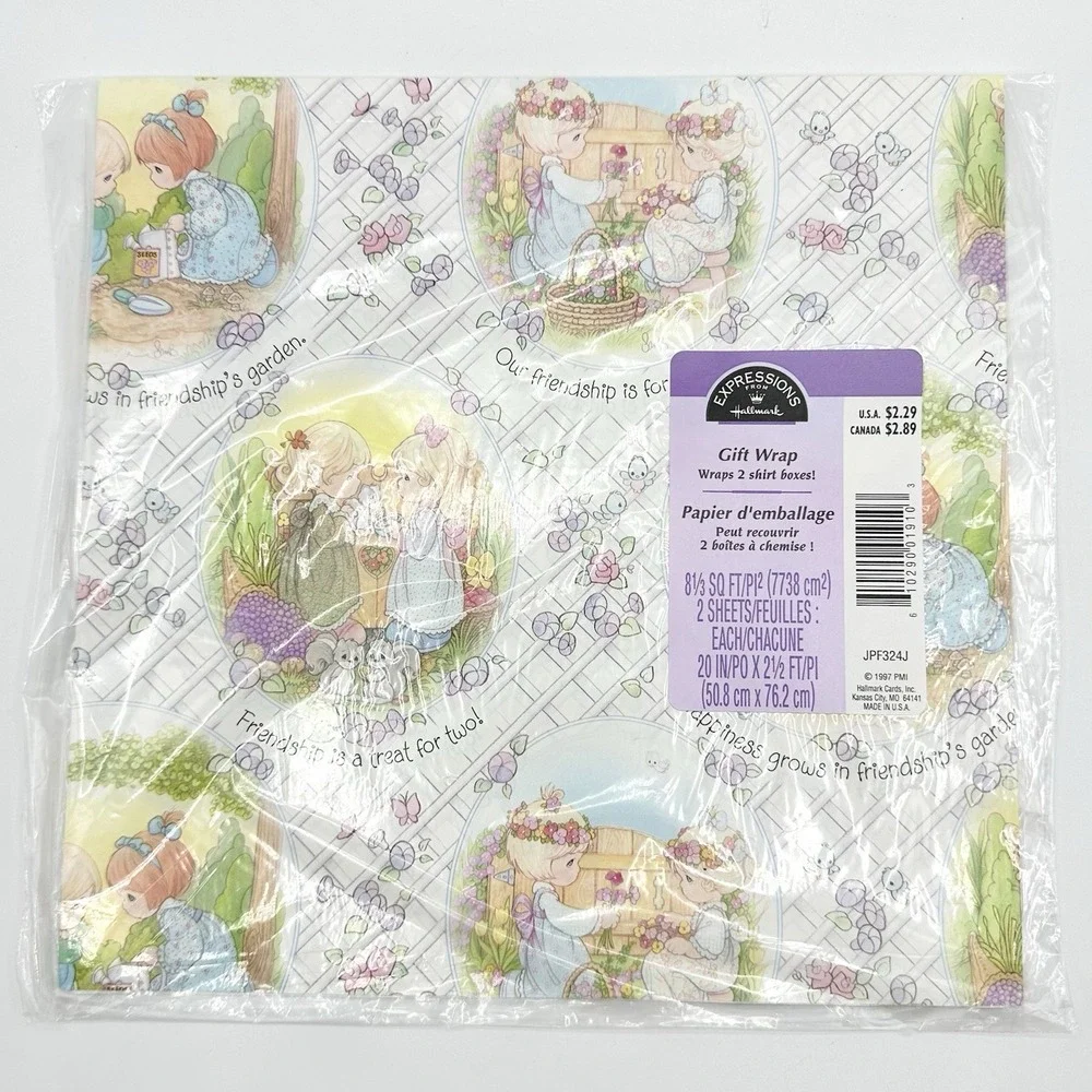 10 Packs SEALED NEW Hallmark Precious Moments Wrapping Paper Friends Friendship